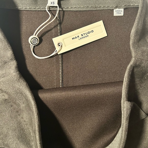 Max Studio London 26”W Faux Suede Wrap Mini Skirt Army Green - Picture 5 of 15